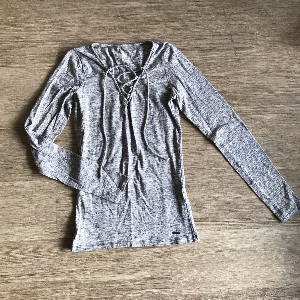 Hollister lace-up long sleeve shirt